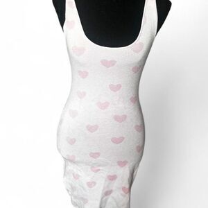 Princess Polly Pink Heart Print Ribbed Knit Bodycon Dress S/M
